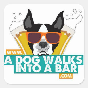 Ein Hund läuft in einen Bar Square Sticker