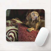 Ein Hund liegt auf Kissen. Mousepad (Mit Mouse)