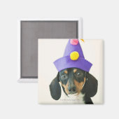 Ein Hund mit einem lustigen Hut Magnet (Vorderseite/Rückseite)