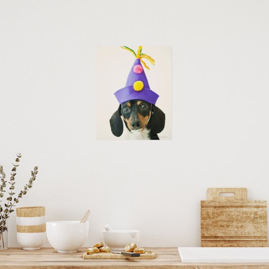 Ein Hund mit einem lustigen Hut Poster (Küche)