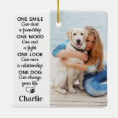 Ein Hund Personalisiert 2 Foto für Haustiere, Läng Keramikornament (Rückseite)