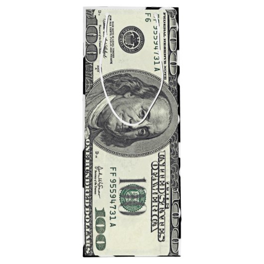 Ein Hundert Dollar-Scheck Geschenktüte Für Weinflaschen (Rückseite)