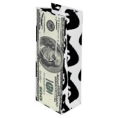 Ein Hundert Dollar-Scheck Geschenktüte Für Weinflaschen (Vorderseite Schrägansicht)