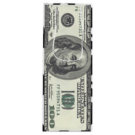 Ein Hundert Dollar-Scheck Geschenktüte Für Weinflaschen