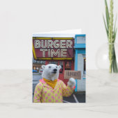Ein hungriger Polar-Bär in einer Polka Dot Jacket Karte (Vorderseite)
