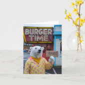 Ein hungriger Polar-Bär in einer Polka Dot Jacket Karte (Gelbe Blume)