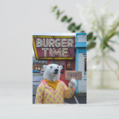 Ein hungriger Polar-Bär in einer Polka Dot Jacket Postkarte (Stehend Vorderseite)