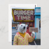 Ein hungriger Polar-Bär in einer Polka Dot Jacket Postkarte (Vorne/Hinten)