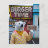 Ein hungriger Polar-Bär in einer Polka Dot Jacket Postkarte (Vorderseite)
