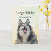 Ein Husky Personality Birthday Fun Animal Karte (Gelbe Blume)