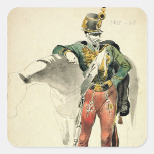 Ein Hussar des 9. Regiments Quadratischer Aufkleber