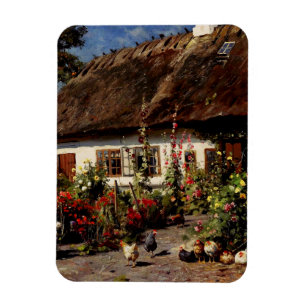 Ein Hütte-Garten mit Hühnern von Peder Monsted Magnet