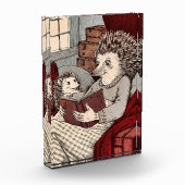 Ein Igel in einer Decke, die ein Buch Fotoblock (Links)