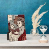 Ein Igel in einer Decke, die ein Buch Fotoplatte (Seite)