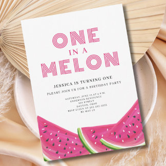 Ein in einem Melon Watermelon Girl 1. Geburtstag Einladung