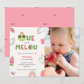 Ein in einer Melone Baby Mädchen Foto Erster Gebur Einladung