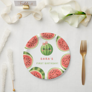 Ein in einer Melone Erster Geburtstag Sommer Pappt Pappteller