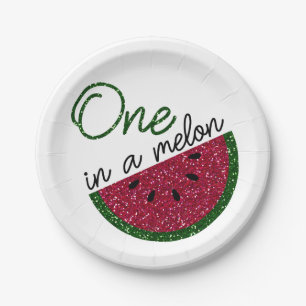ein in einer Melone, Glitterwassermelone Pappteller