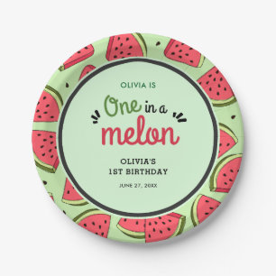 Ein-in-einer-Melone-Sommer-Wassermelone 1. Geburts Pappteller