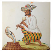 Ein indischer Schlangenbeschwörer mit einer Kobra, Fliese (Vorderseite)