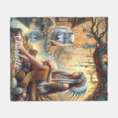 Ein indisches Indianermädchen und ein Wolf an eine Fleecedecke (Vorderseite (Horizontal))