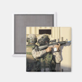 Ein Infanterie-Scout zielt auf seine Waffe Magnet (Vorderseite/Rückseite)