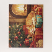 Ein Ingwer Kätzchen, das am Kamin schläft Puzzle (Vertikal)