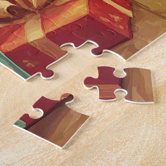 Ein Ingwer Kätzchen, das am Kamin schläft Puzzle (Seite)