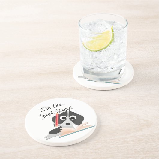 Ein intelligentes Puppy Sandstein Untersetzer (Seite)