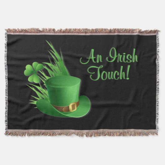 Ein irischer Leprechaun-Touch Kleeblatt Hut im Gra Decke (Vorderseite)