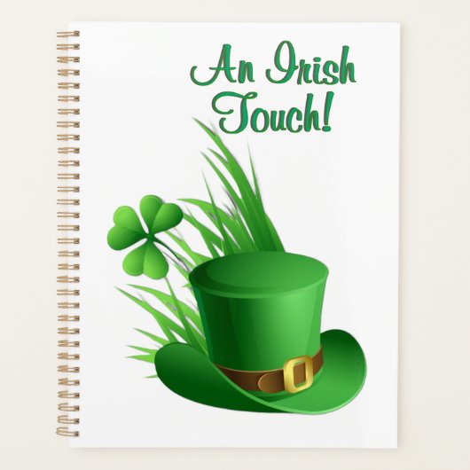 Ein irischer Leprechaun-Touch mit Kleeblatt-Hut im Planer (Vorderseite)