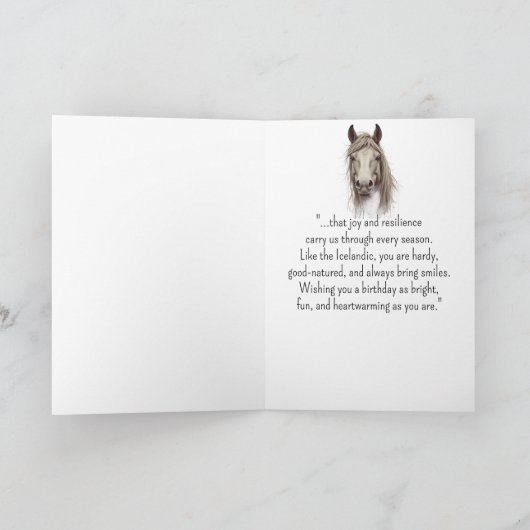 Ein isländischer Pferdefreund zum Geburtstag Karte (Innenseite)