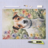 : Ein Jack Russell in Blume Decoupage Seidenpapier (Handwerk)