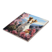 Ein Jack Russell Terriers Blumenhaven Fliese (Seite)