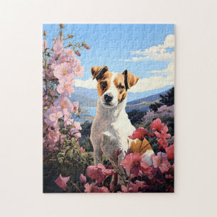 Ein Jack Russell Terriers Blumenhaven Puzzle
