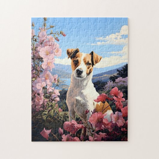 Ein Jack Russell Terriers Blumenhaven Puzzle (Vertikal)