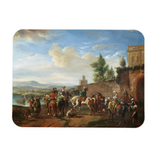 Ein Jagd-Party durch ein Landhaus (Öl auf Magnet