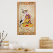 Ein Jäger, der seinen Falken streichelt Poster (Küche)