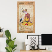 Ein Jäger, der seinen Falken streichelt Poster (Heimbüro)