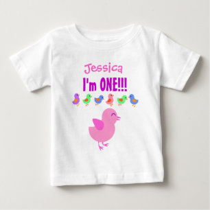 Ein Jahr 1. Geburtstag Niedliche kleine Chicks V05 Baby T-shirt