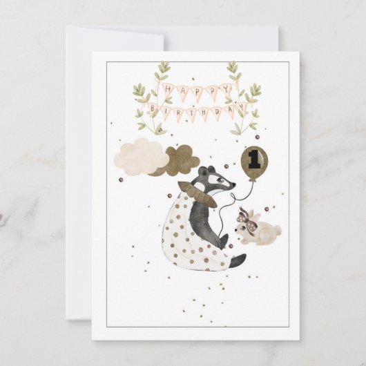 Ein Jahr alt Baby Baby Tier Geburtstag (Vorderseite)