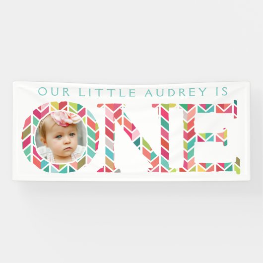 Ein Jahr alt Foto 1. Geburtstag Party Banner (Horizontal)