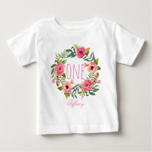 Ein Jahr alt Geburtstag Baby Girl Blumenstrauß-4 T-shirt