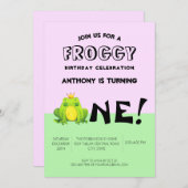 Ein Jahr alt Geburtstag Party Frosch Thema Einladung (Vorne/Hinten)