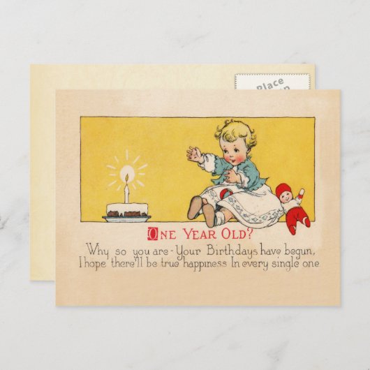 Ein Jahr alt Geburtstag Postkarte (Vorne/Hinten)