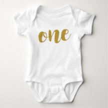 Ein Jahr alt Niedlich Golden Glitzer Baby Bodysuit