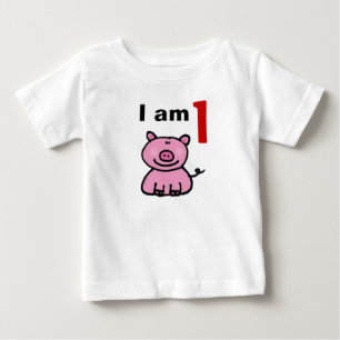 Ein Jahr alter Geburtstagskind (rosa Schwein) Baby T-shirt