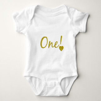 Ein Jahr alter Gold Glitzer Baby Jersey Bodysuit Baby Strampler
