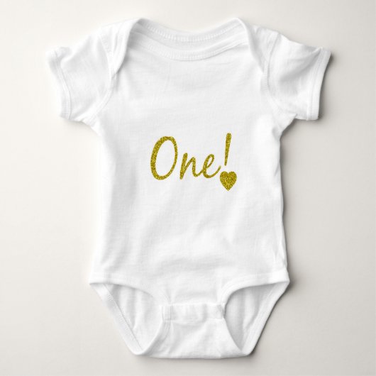 Ein Jahr alter Gold Glitzer Baby Jersey Bodysuit Baby Strampler (Vorderseite)
