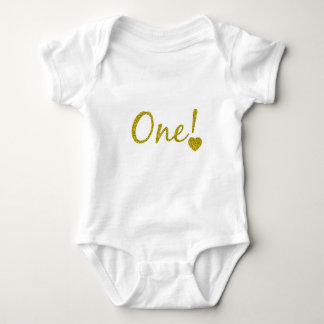 Ein Jahr alter Gold Glitzer Baby Jersey Bodysuit Strampler